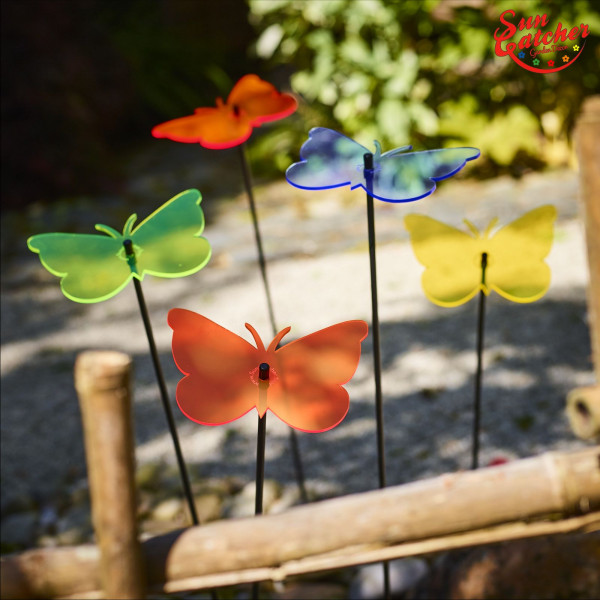5x große Sonnenfänger SunCatcher Garten Dekoration H75cm Ø15cm Gatekeeper Butterfly, bunt