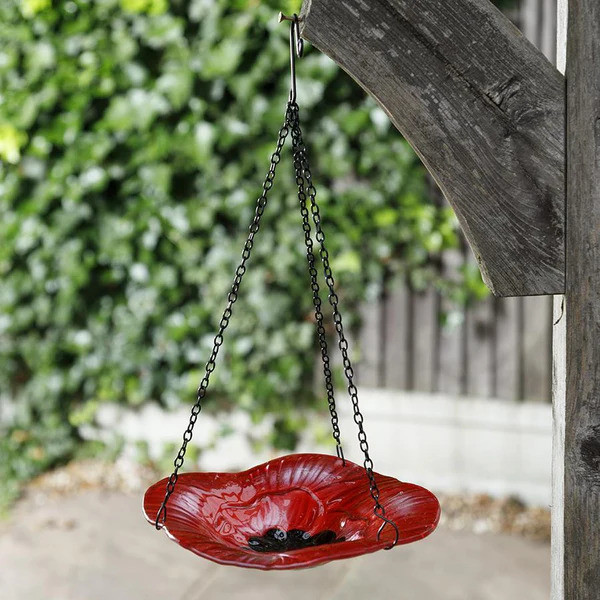 Poppy Fields Glass Vogelbad