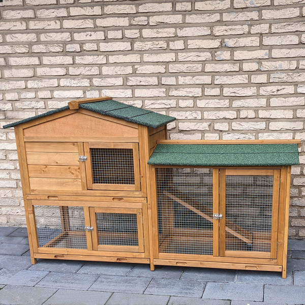 Kaninchenstall Kleintier Terasse Balkon mit 3 Schubladen Klopfer-Plus von Zoo-XXL