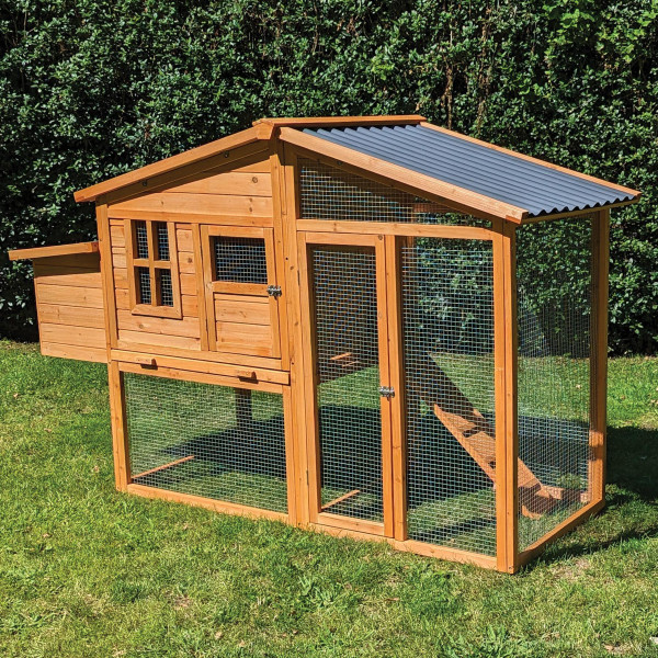 Hühnerhaus Liese -- mit PVC Welldach -- auch mit Extra-Auslauf